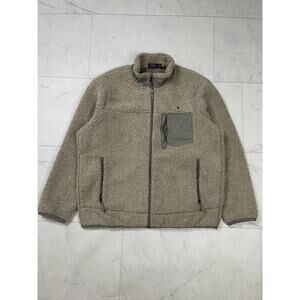 Polo Ralph Lauren Mens Beige Adirondack Heather Hi Pile Full Zip Jacket Xl